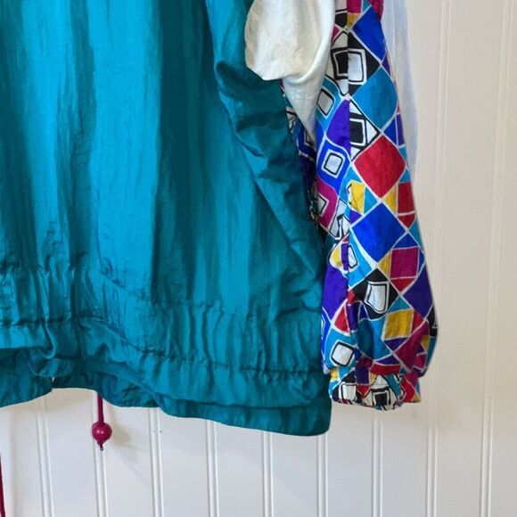 VTG 90s Windbreaker Jacket Geometric Colorblock Womens XLarge Full Zip Sunterra - Picture 11 of 11